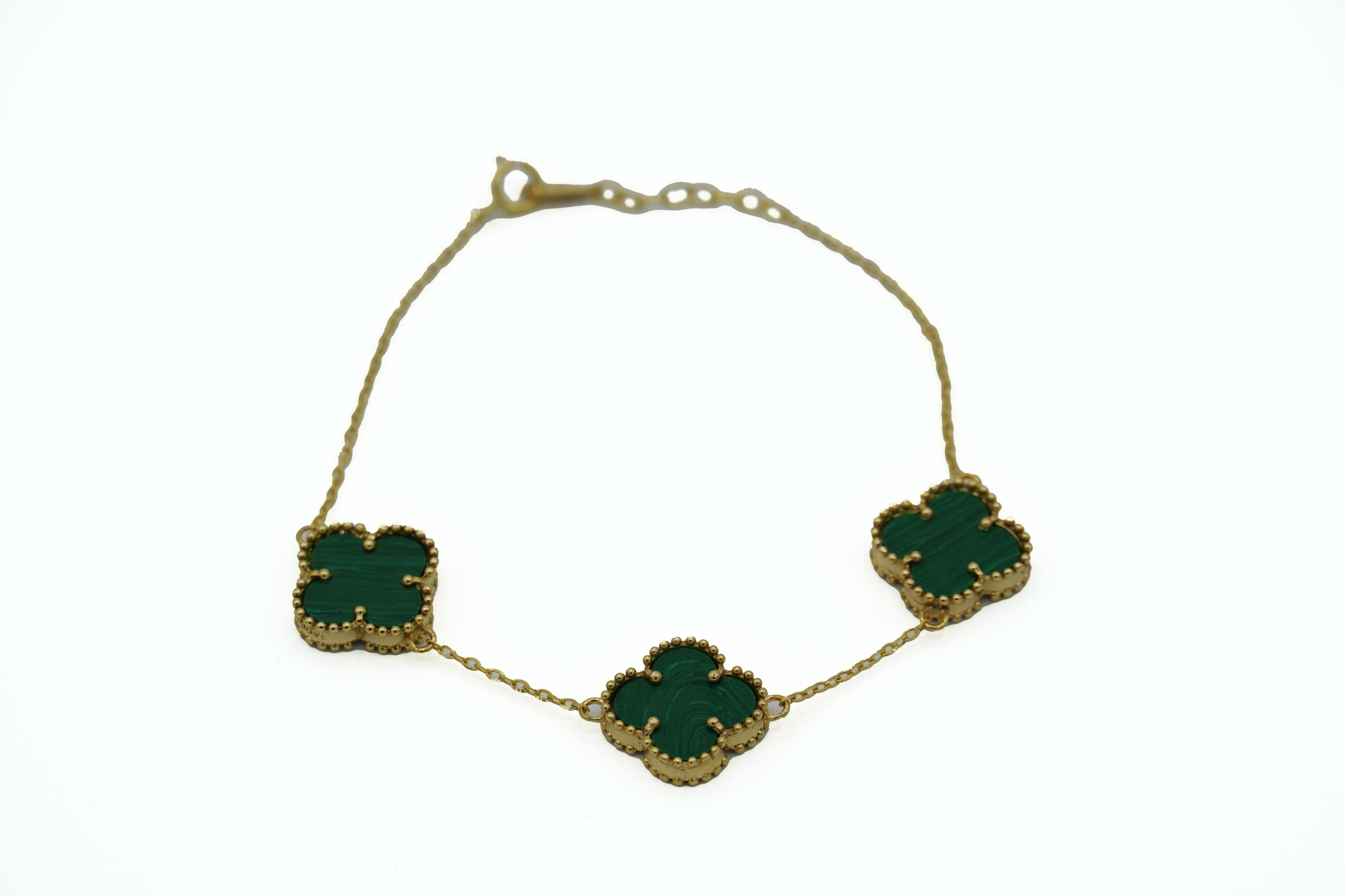 دستبند ونکلیف سبز سه گل  van cleef